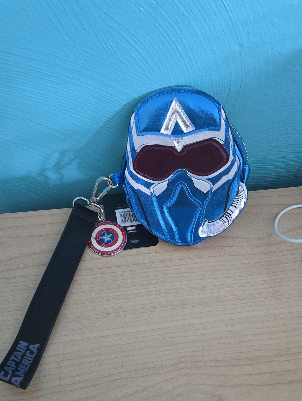Bioworld Blue Captain America Themed Face Clutch Wristlet